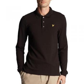 Lyle & Scott Men's Long Sleeve Polo Shirt - Jet Black - Medium - Male