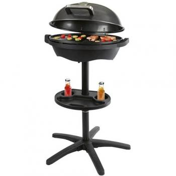 Barbacoa Eléctrica de Pie ProfiCook PC-BQS 1303, 2400W, Termómetro en la Tapa, Superficie Antiadherente y Diseño Cool-Touch, Color Negro