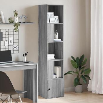 Estantería de madera de ingeniería 40x36x189 cm en Blanco, Negro y Roble Sonoma - Mueble de Almacenaje para Oficina, Estudio y Dormitorio