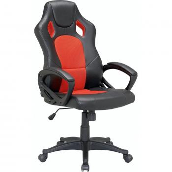 Silla Gaming Silverstone de PU y Nylon en Color Negro y Rojo