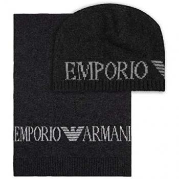 Emporio Armani Hat & Scarf Hombre Gift Set Negro