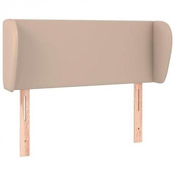 Cabecero de Cama Tapizado con Orejas en Cuero Sintético Color Capuchino 93x23x78/88 cm