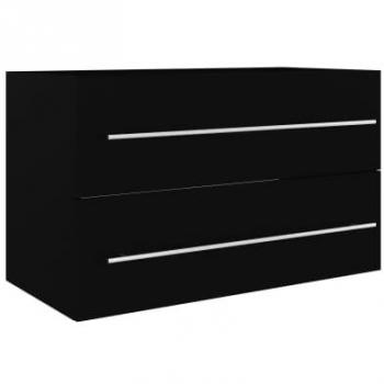 Mueble con lavabo de aglomerado negro, madera de ingeniería negra, armario tocado fregadero aseo cuarto de baño inodoro ducha bañero, mobiliario robusto y estable de madera contrachapada negro