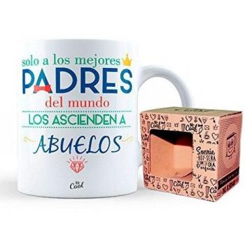 Mr Cool Taza en Caja Regalo en Mensaje Solo A Los Mejores Padres del Mundo Los Ascienden A Abuelos, Cerámica, Multicolor, 15x10x5 cm