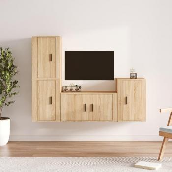 Set de Muebles para TV 4 Piezas en Madera Contrachapada Rovere Sonoma