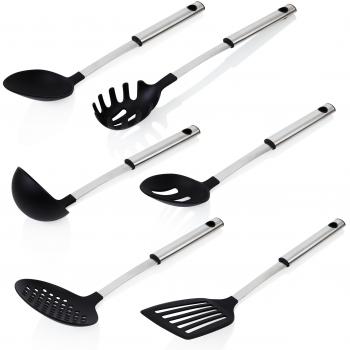 Lumaland Cuisine Utensilios de cocina 6 piezas: cucharón, espátula, etc. Must Have para cualquier Cocina