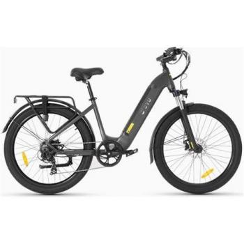 Bicicleta Eléctrica DYU C1 26 - Motor 250W, Batería 36V10Ah, Alcance 60KM, Frenos de Disco, Azul-Gris