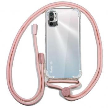 Funda Transparente con Cordón Rosa para Xiaomi Redmi Note 10 5G/Pocophone M3 Pro 5G