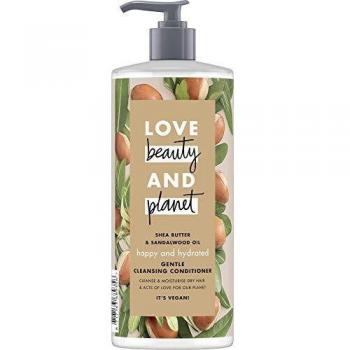 Love Beauty And Planet Happy & Hydrated Acondicionador suave para cabello seco, manteca de karité y aceite de sándalo, sin silicona, 1 unidad