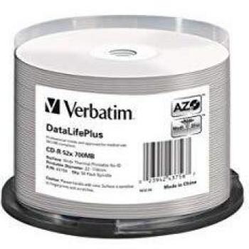 CD-R Verbatim 700MB 52x DataLifePlus Térmica Imprimible Cakebox 50 Unidades