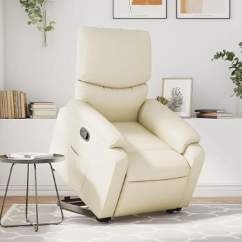 Silla reclinable de masaje crema de cuero sintético Vidaxl