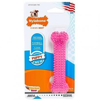 Nylabone (3 Pack) Puppy Bone Chicken Petite Pink | Nylon Teething Toy for Dogs