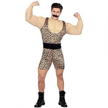 Disfraz de Hombre Forzudo con Camiseta Musculosa, Cintura y Bigote - Talla M-L
