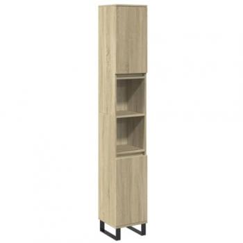 Armario de baño madera contrachapada roble Sonoma 30x30x190 cm Marrón
