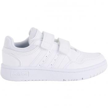 adidas Hoops Lifestyle Basketball Hook-and-Loop Shoes, Size: UK 1, Colour: Triple White