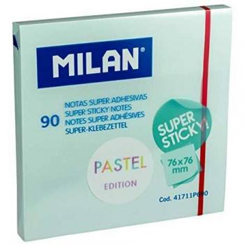 BLOC NOTAS MILAN ADH. S.STICKY 76X76 90H AZUL PASTEL