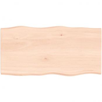 Tapa para mesa de madera maciza de roble sin tratar, borde natural, 100x50x2 cm, color marrón