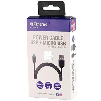 Cable de Alimentación USB 3m para PS4 - Xtreme 90451 MicroUSB Negro