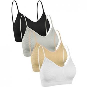 UMIPUBO Sujetador Camisola de 4 Piezas sin Costuras, Almohadilla Desmontable, Sujetador Deportivo Invisible sin Anillo de Acero, Chaleco con Correas elásticas, Ropa Interior combinada para Mujer