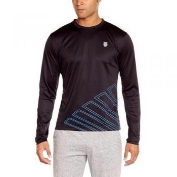 K-Swiss Bigshot long sleeve - Top de manga larga de running para hombre, color negro, talla XL