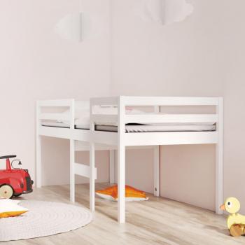 Cama alta blanca de madera maciza de pino 80x200 cm