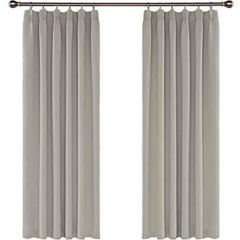 Amazon Brand - Umi Cortinas Salon Habitacion Opacas Aislantes Termicas Fruncidas 2 Piezas 140x180cm Beige Claro