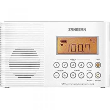 Sangean H201W H-201 - Receptor FM/Am/RDS y Reloj, Blanco