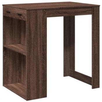 Mesa Alta de Bar de Madera Ingeniería Marrón Roble 102x70x103,5 cm