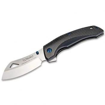 Tokisu Tactical Japanese Folding Knife with Carbon Fiber and G-10 Handle, 10 cm CNC Finished Blade, One-Handed Easy Open