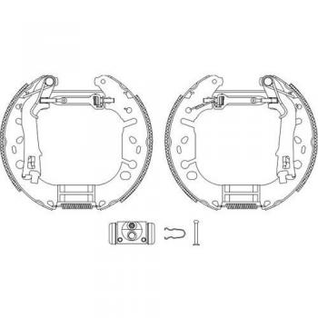 Kit de frenos HELLA 8DB 355 005-191 para frenos de tambor con cilindro de rueda y elemento de ajuste, compatible con OPEL Corsa D y Adam