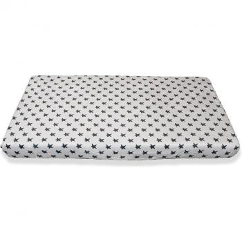 Sábana bajera para cuna 70 x 140 cm Babyline Estrellas Coralina Gris con Estrellas Negras