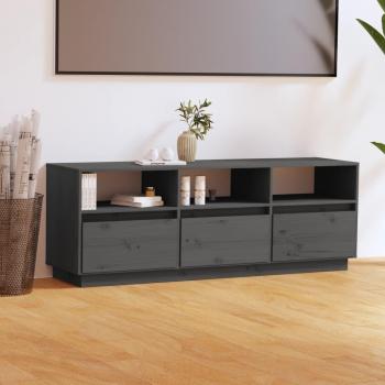 Mueble de TV de madera maciza de pino 140x37x50 cm en color natural y gris, Mueble de salón, Mueble televisor, Mesa de TV