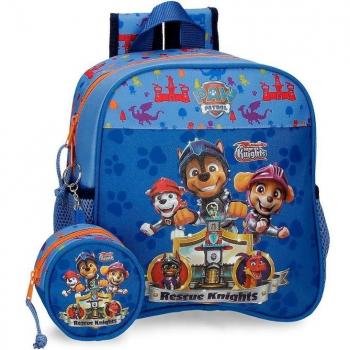 Mochila Infantil Patrulla Canina Rescue Knights 25 cm x 23 cm x 10 cm en Poliéster Azul con Porta Chupete