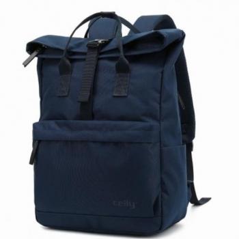 Celly VenturePack Blue Travel Backpack PU Leather Polyester