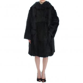 Dolce & Gabbana Black Goat Fur Shearling Long Jacket Coat - IT40|S