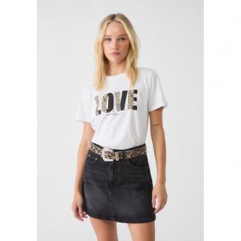 Animal Print Love T-Shirt - White Size S