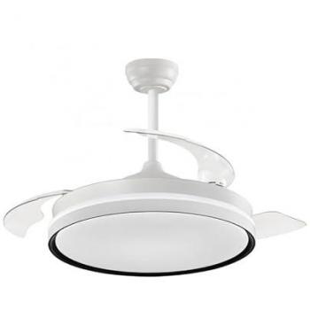 Ventilador de Techo Moderno Vic Blanco/Negro de Alemar, 3 aspas retráctiles, motor DC silencioso, luz LED regulable, mando a distancia con 6 velocidades y control por APP, diámetro de