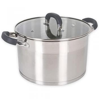 Olla Profesional de Acero Inoxidable Inducción 24 cm, 6.7 L, Antiadherente con Tapa - Modelo Heleom