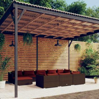 10-Piece Brown Poly Rattan Garden Lounge Set with Cushions