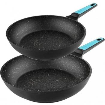 Set de Sartenes Cecotec Polka Platinum Bucket Thunder 20/24 cm Non-Stick Negro/Azul
