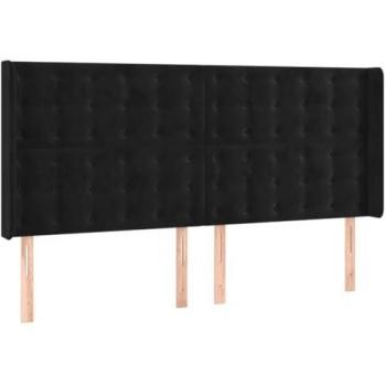 Cabecero de Cama con LED de Terciopelo Negro 183x16x118/128 cm
