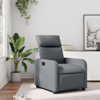 Silla reclinable de cuero sintético gris Vidaxl
