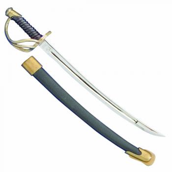 Abrecartas Sable Oficial Guerra Civil EE.UU. 26 cm Metal y Plástico Negro Forjado con Funda, Arma Decorativa Sin Filo