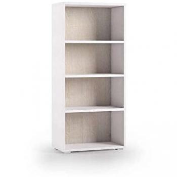 Librería Compacta de 3 Estantes Regulables Blanco Roble - Dimensiones: 60x30x130 cm, Capacidad por Estante: 10 kg