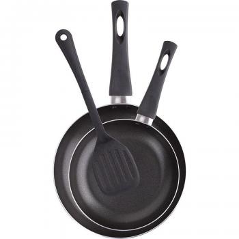 SET 3 PIEZAS SARTENES (20 +24CM) + RASERA RANURADA ALU PRENSADO DARKLY RB