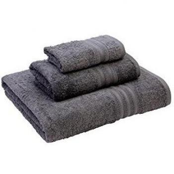 NATURAL Set Toalla 3 Uds. 600 G Kira Gris Oscuro 30 x 50 cm + 50 x 100 cm + 100 x 150 cm