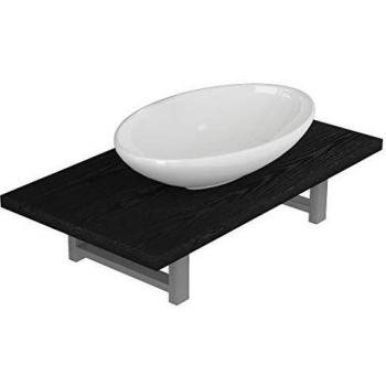 vidaXL Lavabo de Baño con Estante de Pared Cerámica Hogar Jardín Bricolaje Grifo Ducha Aseo Servicio Tocador Pila Ducha Toilette Diseño Decoración