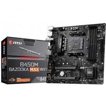 MSI AMD B450M Bazooka MAX WiFi Micro ATX Motherboard for Ryzen AM4 with 4x DDR4 Slots