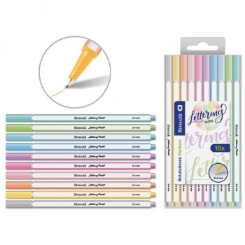 ROTULADOR 1MM 10 COLORES SET LETTERING PASTEL BISMARK