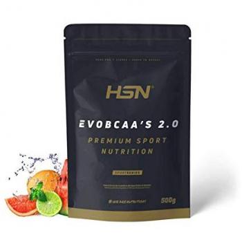 BCAA 12:1:1 con Glutamina HSN Evobcaa's 2.0 - Sabor Ponche de Frutas 500g | Aminoácidos Ramificados Vegano, Sin Gluten, No-GMO